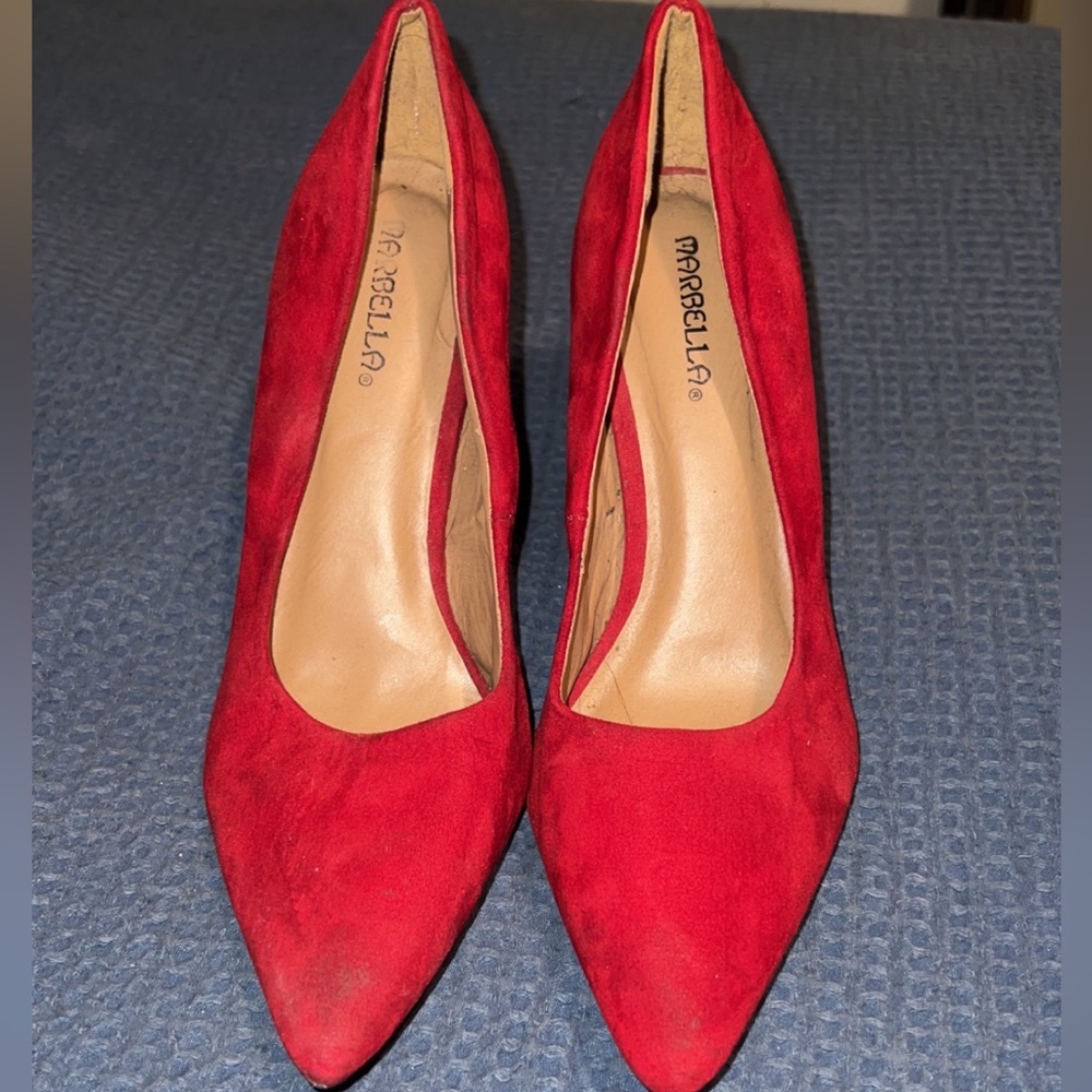 Red velvet heels
